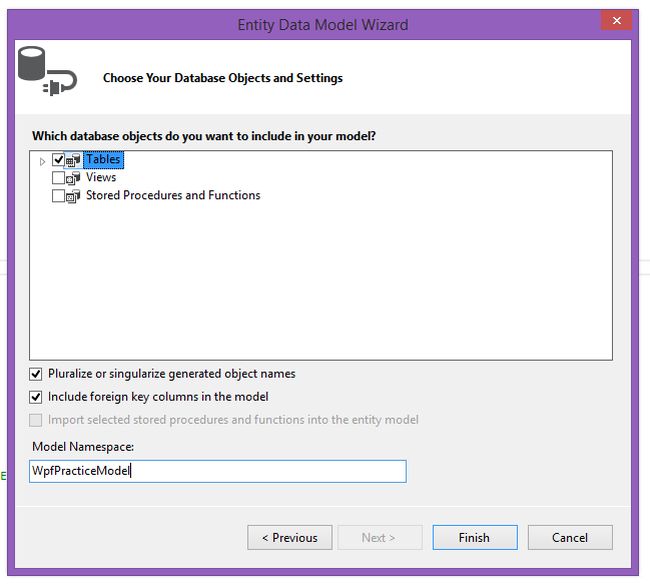 choose your database object and setting